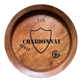 Ballard Designs Chardonnay Medium Wine Barrel Wall Plaque Tray For Sale