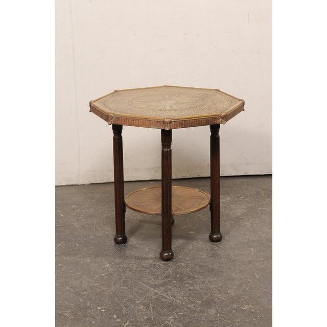 Antique Italian Brass & Wood Accent Table For Sale - Image 12 of 12