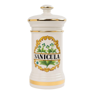 1970s Vintage Ceramic Sanicula Apothecary Jar