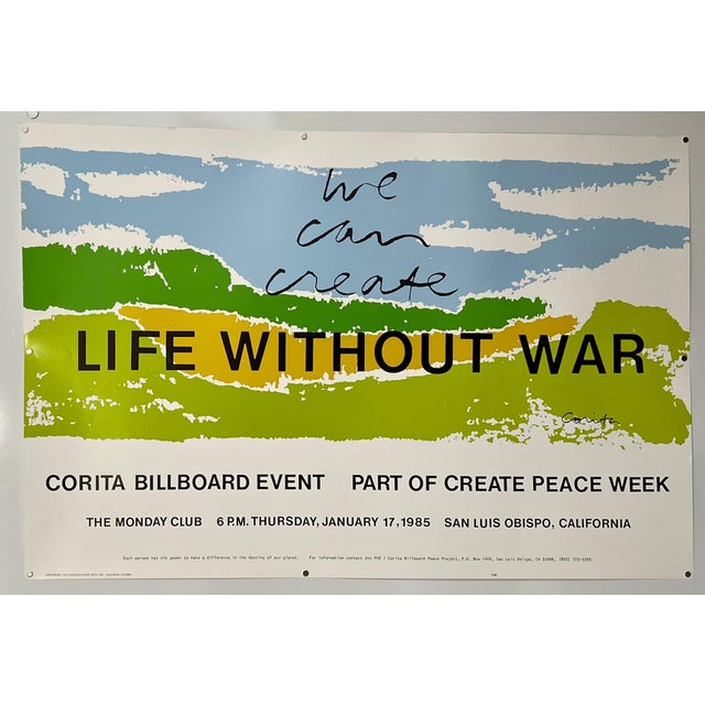 Green Mary Corita (Sister Corita) Kent, Vintage Original Poster Sister Corita Kent Lithograph Pop Art "Life Without War", 1985 For Sale - Image 8 of 8