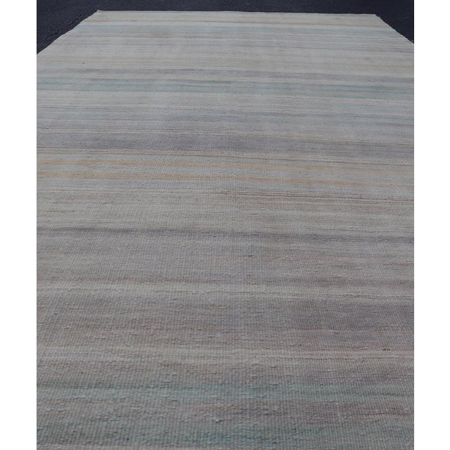 Tribal Vintage Turkish Kilim Gallery Runner in Soft Muted Tones 5'5"x12'5" For Sale - Image 3 of 10