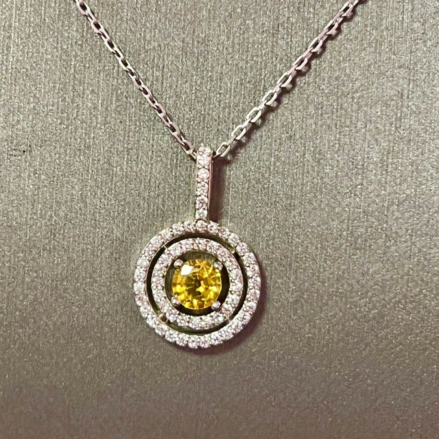 Traditional Natural Sapphire Diamond Necklace 14k Gold 1.51 TCW Certified For Sale - Image 3 of 11