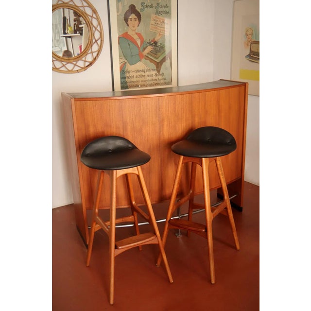 Boomerang Bar and Stools in Teak by Erik Buch for Dyrlund, Denmark, 1960s, Set of 3 For Sale - Image 10 of 10