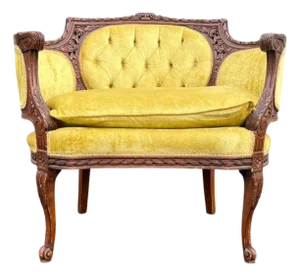 Victorian Tufted Velvet Parlor Chair