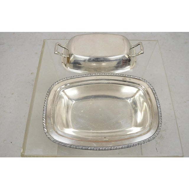 Vintage World Silver on Copper Lidded Vegetable Serving Platter With Handles For Sale In Philadelphia - Image 6 of 11