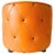 Vintage mid-century pouf in orange faux leather from the 1960s. Upholstered in orange faux leather; typical of that era....