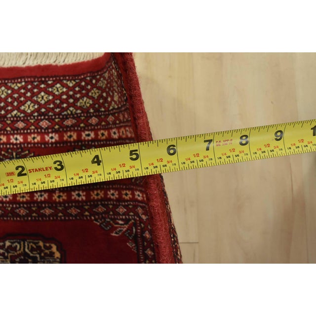 Bokhara Rug 4’8” X 6’1” Red Wool Tribal Hand-Knotted Oriental Carpet For Sale - Image 10 of 12