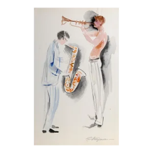 Rehearsal, Erik Freyman Watercolor on Paper, Signed in Pen