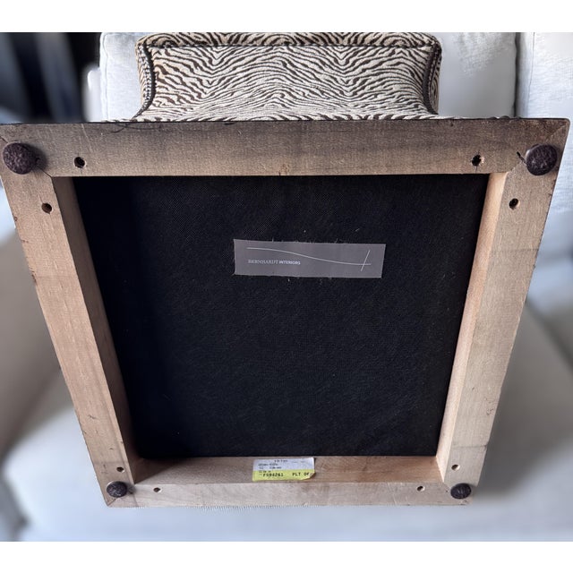 Camel Modern Pair Bernhardt Zebra Jacquard Upholstered Hourglass Ottomans For Sale - Image 8 of 11