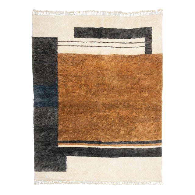 Hand-Knotted Moroccan Wool Rug by Azele Studio For Sale