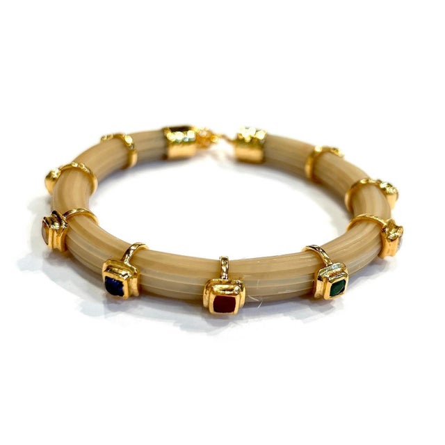 Early 21st Century Bochic "Capri" Ruby & Multi Color Sapphire Bangle Set In 18K Gold & Silver For Sale - Image 5 of 12