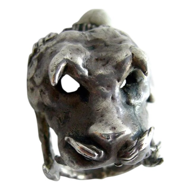 Ernesto Gonzalez Jerez Cuban Modernist Studio Sterling Silver Boar Ring For Sale