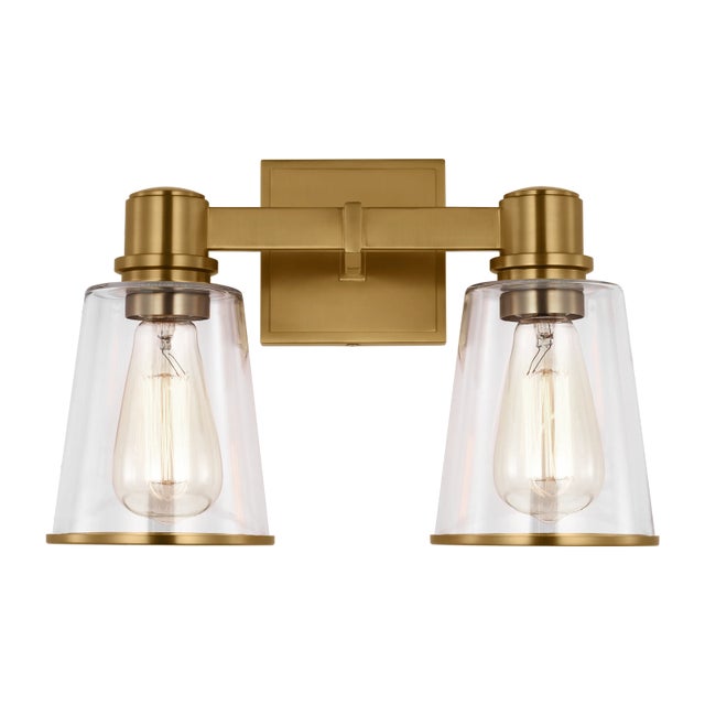 Visual Comfort Chapman & Myers by Visual Comfort Studio Alessa 2-Light Bath Vanity Sconce in Burnished Brass For Sale - Image 4 of 10