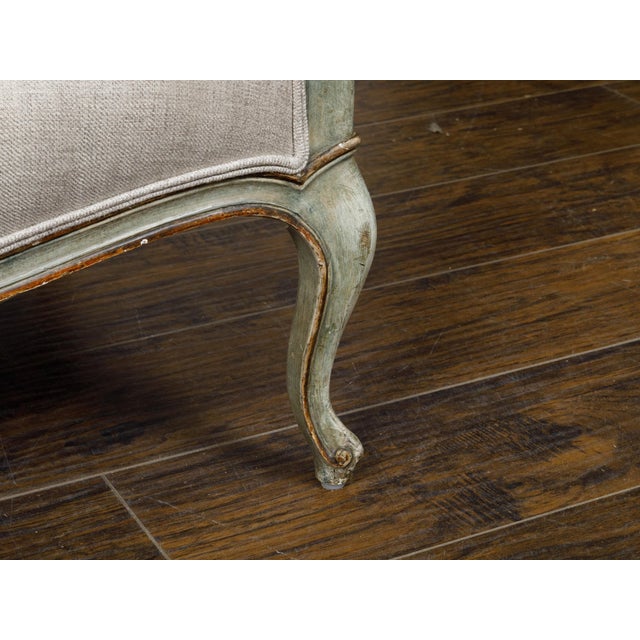 Italian Rococo Style 19th Century Painted Settee with Out Scrolling Arms For Sale - Image 11 of 12