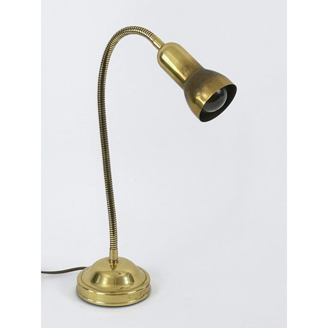 1970s Mid-Century Modern Gooseneck Brass Table Lamp, Germany, 1970s For Sale - Image 5 of 18