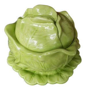 1960s Ceramic Cabbage Tureen & Underplate Set- 2 Pieces