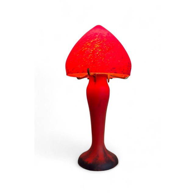 Glass Art Nouveau Glass Paste and Brass Lamp, 1930 For Sale - Image 7 of 7