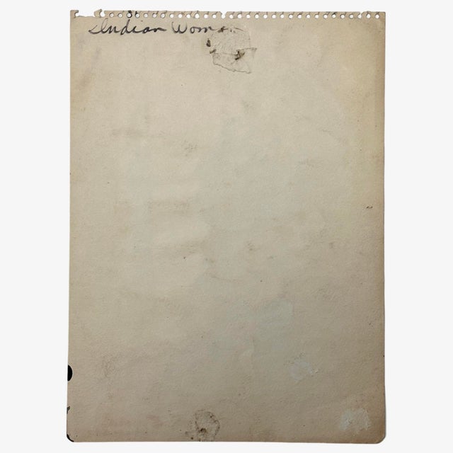 Elnora Hauser - Vintage Watercolor Expressionist Portrait of Woman, Signed (C. 1945, Watercolor on Toned Paper) For Sale - Image 4 of 4