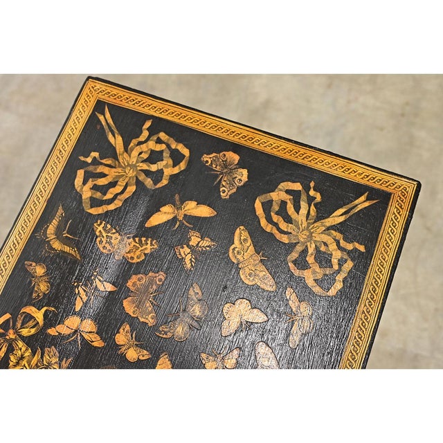 Early 20th Century English Painted Vintage Table with Découpage For Sale - Image 4 of 13