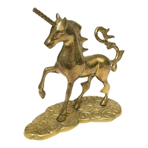 Late 20th Century Solid Brass Unicorn Figurine on Base