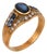 Vintage Sapphire Diamond 18k Yellow Gold Ring, Size 5.25 For Sale