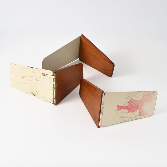 Danish Teak and Metal Bookends from FM Mobler, 1960s, Set of 3 For Sale - Image 4 of 7