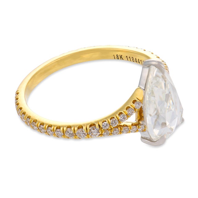 Mid 20th Century Lugano Gia 1.54 Carat Rose Cut Diamond 18k Yellow Gold Engagement Ring, Size 6 For Sale - Image 4 of 8
