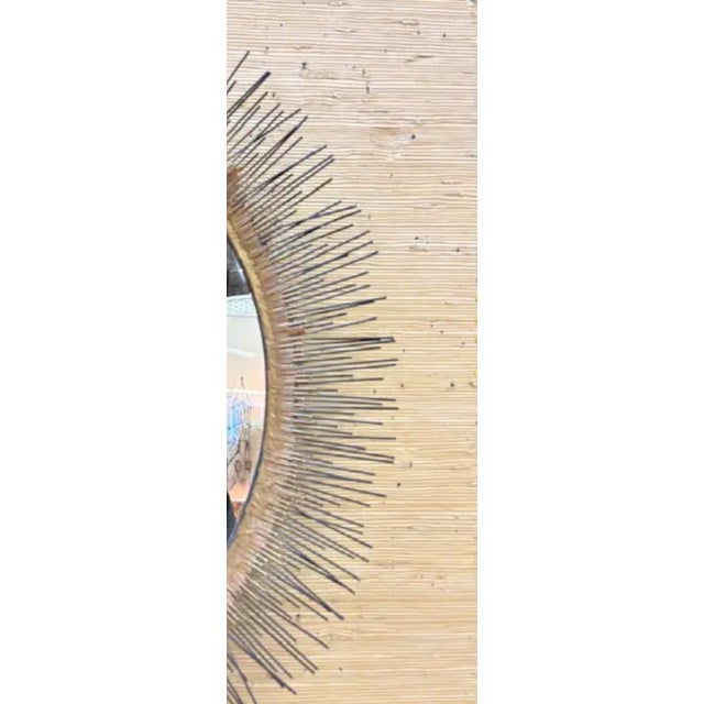 Late 20th Century Large Sunburst Round Metal Mirror For Sale - Image 5 of 7