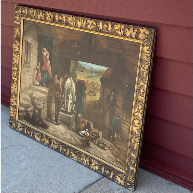 English Signed and Dated 1866 Antique Equestrian Farm Painting by Clive Harding For Sale - Image 3 of 8