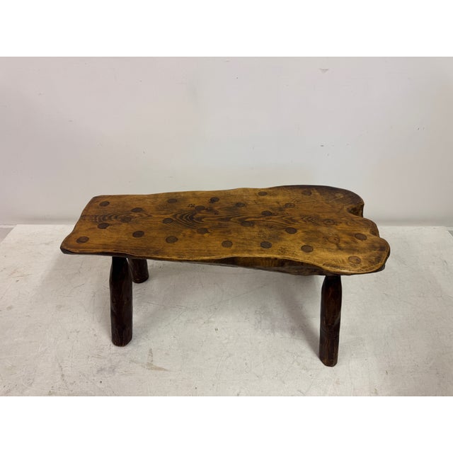 Rustic Wabi Sabi Elm Coffee Table with Dot Details, 1960s For Sale - Image 10 of 17