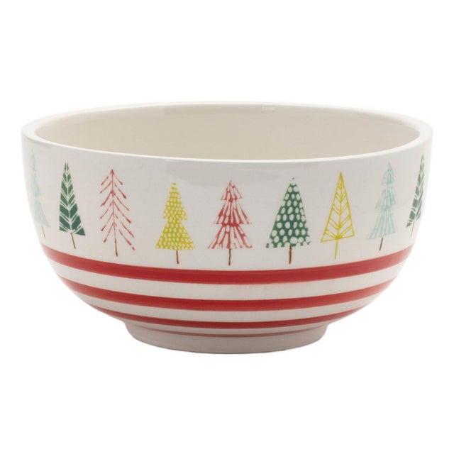 Ceramic Pine Tree Print Bowl (Set of 4) For Sale