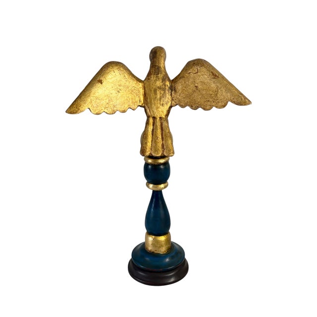 1980s Vintage European Carved Wood Bird Sculpture on Finial 14" H For Sale - Image 5 of 8