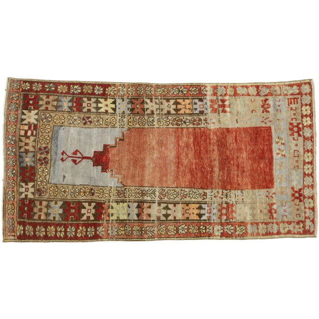 Vintage Turkish Oushak Prayer Rug - 3′2″ × 6′2″ For Sale - Image 10 of 10