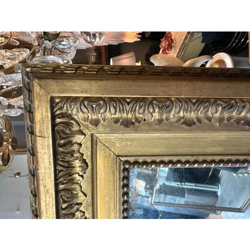 Gold Large Antique French Louis XVI Overmantel Mirror, 1850 For Sale - Image 8 of 11
