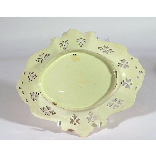 English Creamware Rococo Fruit Baskets and Stands, Pair, Pierced and Shell-Molded For Sale - Image 18 of 18