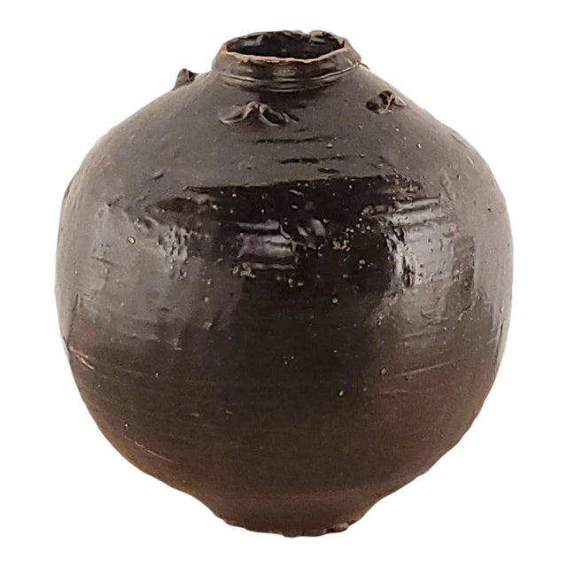 Brown Stoneware Martaban Jar China 19th Century For Sale