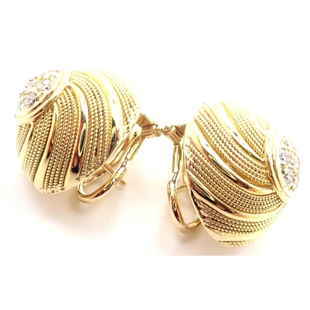 Tiffany & Co. 18k Yellow Gold Diamond Earrings For Sale - Image 9 of 9