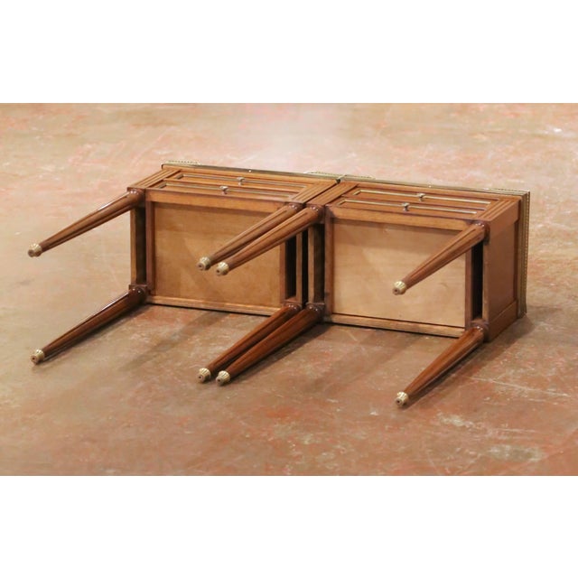 Pair of Vintage French Louis XVI Marble Top Mahogany Two-Drawer Nightstands For Sale - Image 14 of 14