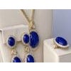15Ct Diamond & 30Ct Natural Lapis Lazuli Set 18 K Y Gold, Ring, Earring, Pendant For Sale - Image 16 of 18