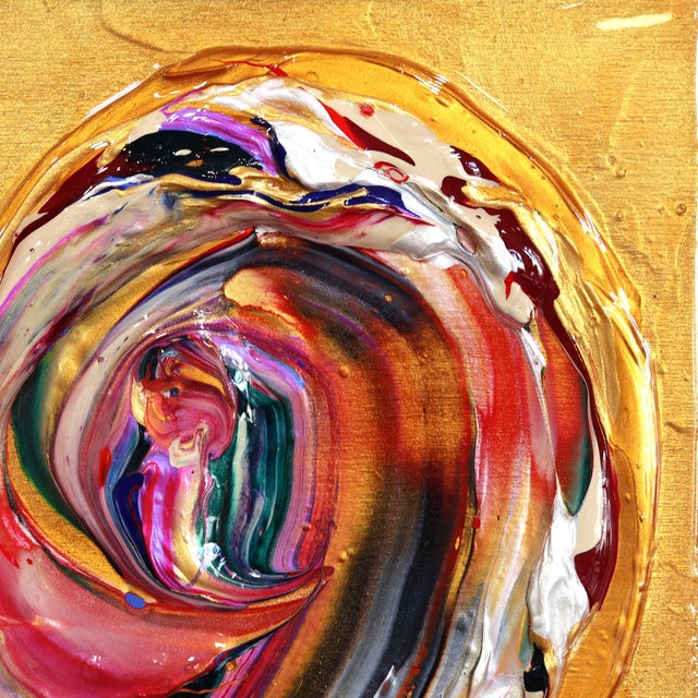 Divine Spark of Love XXXXXX - Colorful Impasto Textured Heart Painting on Wood by Cynthia Coulombe-Bégin For Sale - Image 4 of 9
