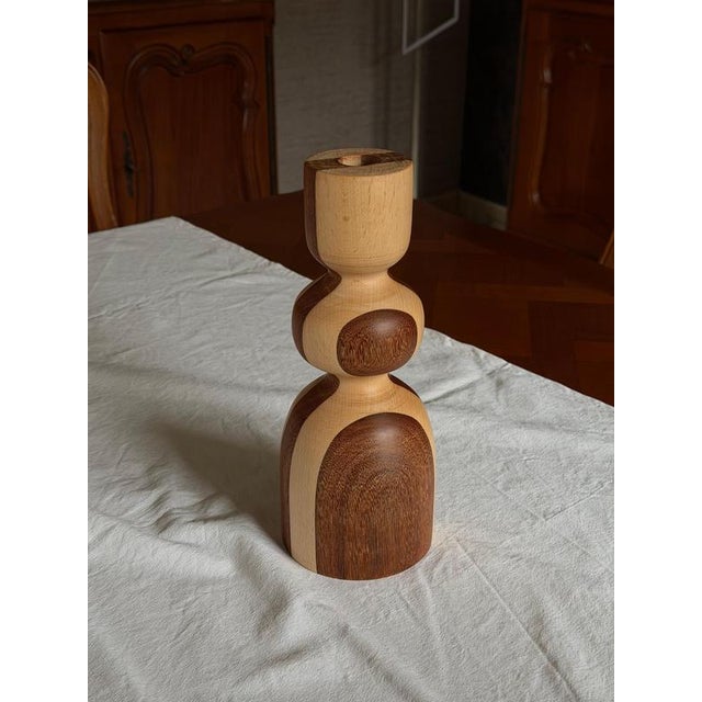 Beech and Cumaru Candlestick 2 by Romain Des Bois For Sale - Image 4 of 13