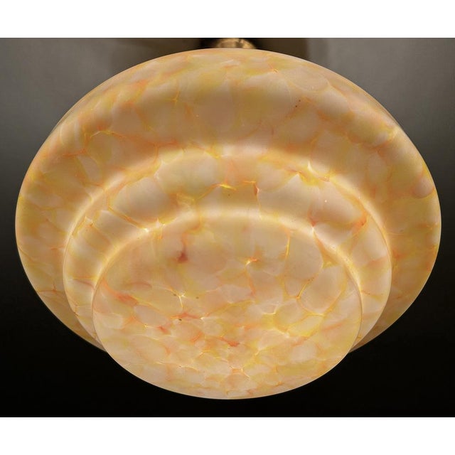 Art Deco Pendant Light in Pink Marble Glass, 1930s For Sale - Image 12 of 14