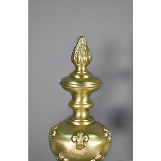 Louis XIV French Bronze Firedogs, 19th Century, Set of 2 For Sale - Image 4 of 12