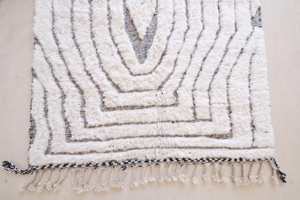 Tapis Marocain Beni Ourain – 6.5x9.5 Ft, Laine, Tissé Main, Multicolore, Style Boho, Neuf