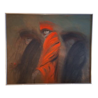 1980s Victoria Mortesinos Large Oil Painting - Signed For Sale