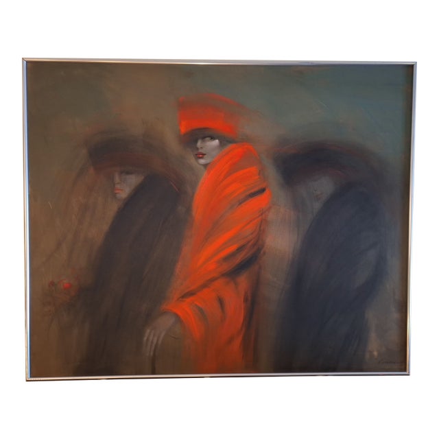 1980s Victoria Mortesinos Large Oil Painting - Signed For Sale
