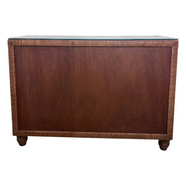 Wooden Desk With Rattan Detailing For Sale - Image 4 of 8