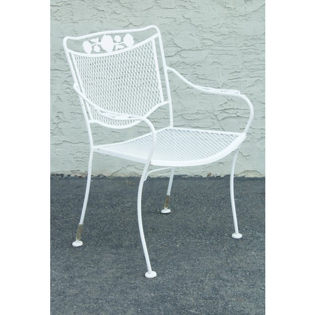 White Vintage Wrought Iron Garden Chairs - Set of 5 For Sale - Image 8 of 13