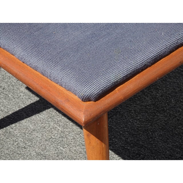 Vintage Mid Century Modern Blue Needlepoint Tapestry Footstool Stool Bench For Sale In Los Angeles - Image 6 of 11