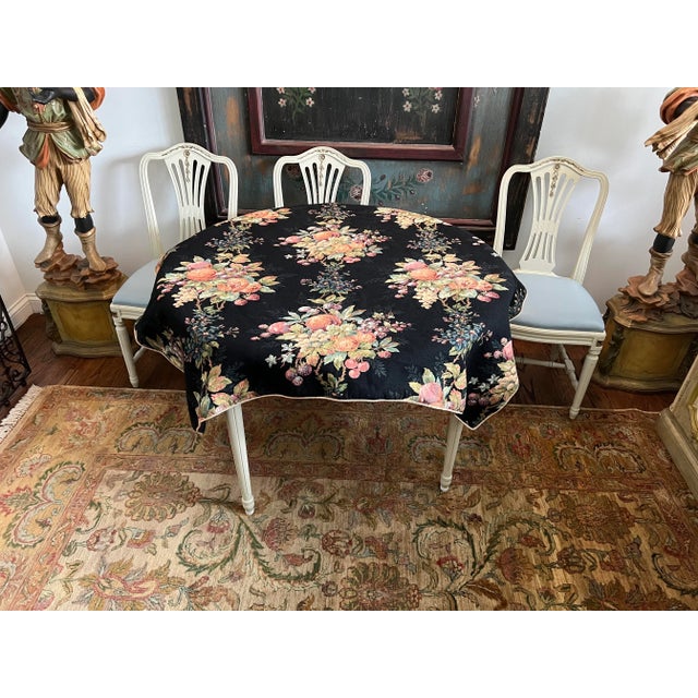 French Country Vintage Decor of France Tapestry Card Table Sized Fruit Tablecloth For Sale - Image 3 of 13